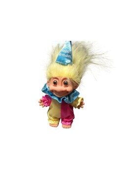 Vintage Russ Berrie Happy Birthday Yellow Hair Troll Doll
